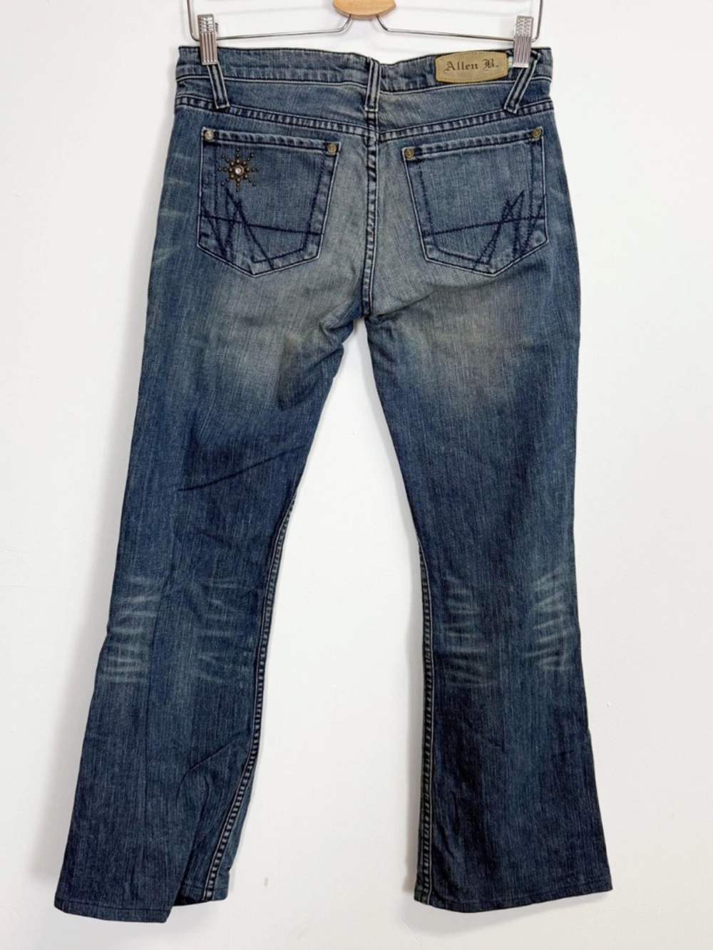 Allen B Jeans Womens 28 Blue Bootcut Y2K Studded Rhinestone Denim Made in USA - Picture 2 of 13